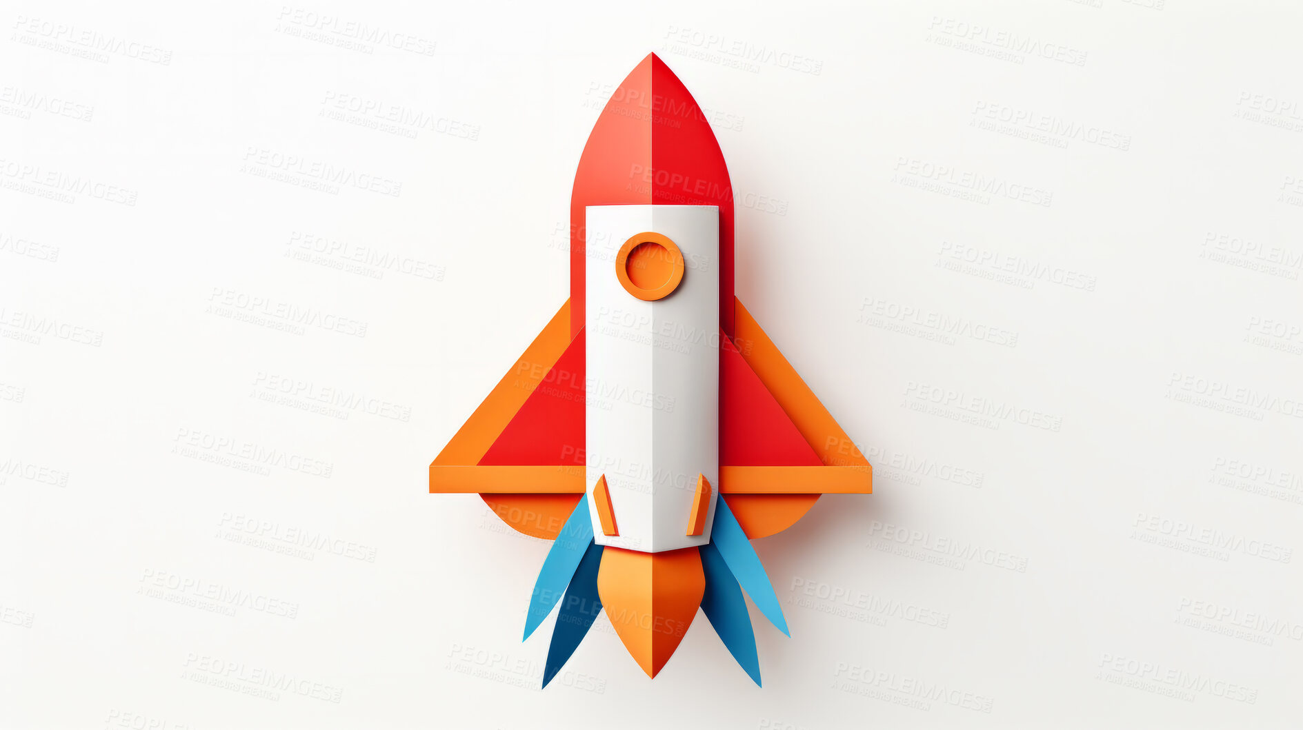 Buy stock photo Spaceship, adventure and travel on space mission in research, exploration or discovery. Science, innovation or technology for rocket in business startup, finance development and success.