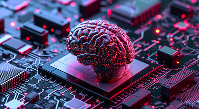 Central Computer Processors and CPU mockup 3d render for quantum computing, data and graphics. Neon, brain and futuristic gpu chip design closeup for online business, microchip and science engineer