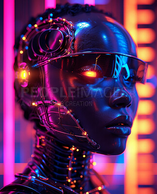 Android robot, cyborg and avatar design for ai, technology science and metaverse 3d character. Futuristic, machine learning and modern female robotics for tech software and programming wallpaper
