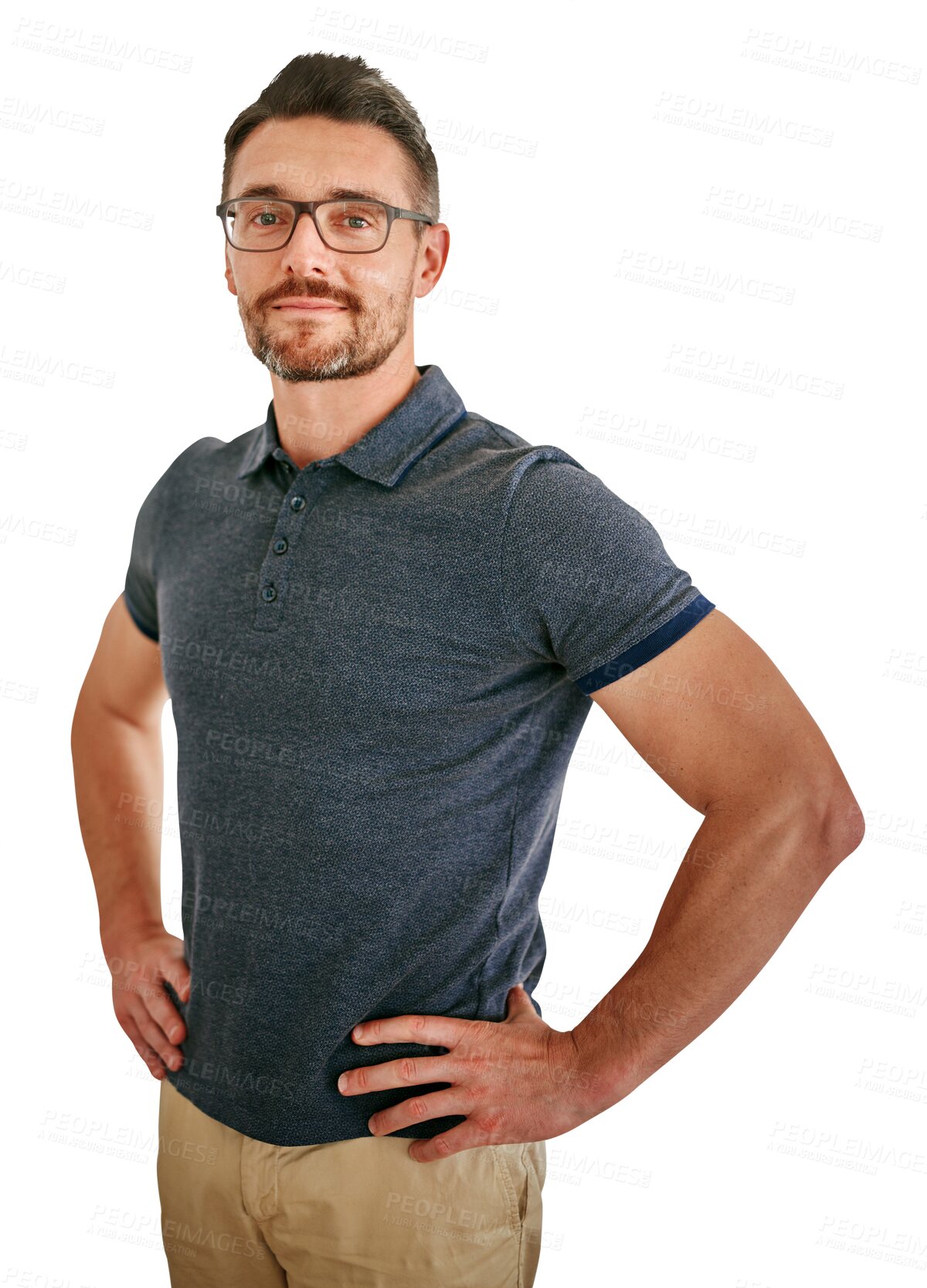 Buy stock photo Mature, businessman and confidence in glasses with smile for small business, professional and vision on png transparent background. Entrepreneur, isolated and happy for growth and opportunities. 