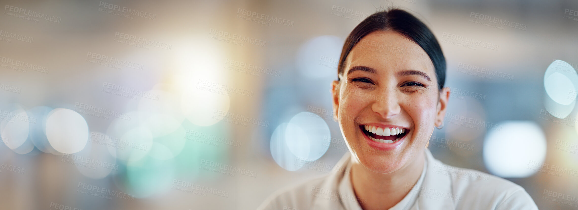 Buy stock photo Lab woman, face and scientist happy for clinic confidence, medical innovation or chemist study, trust or investigation. Expert portrait, happiness and laboratory person work on pharmaceutical science