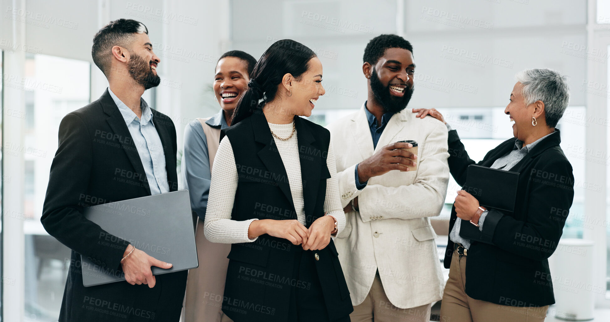 Buy stock photo Corporate, business people and face with management, teamwork and diversity in office. Collaboration, executive consultants and group portrait with leadership, solidarity and workforce confidence