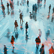 Internet Crowd Group, people and crowd connected to wifi internet, big data and smart ...