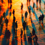 Internet Crowd Group, people and crowd connected to wifi internet, big data and smart ...