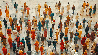 Group, people and faith connection in modern religion, culture and togetherness. Silhouette, islam and public networking for communication, crowd interaction and human collaboration or relationship