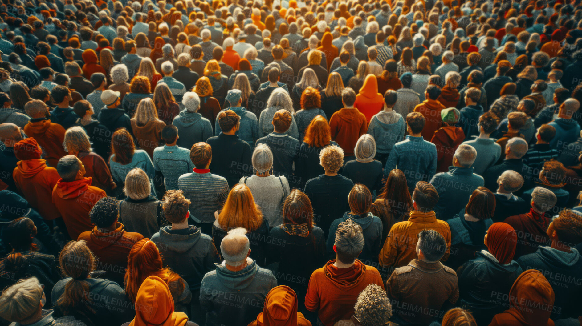 Buy stock photo Group, people and diverse crowd connection in modern city, economy and technology. Silhouette, businesspeople and public networking for communication, culture and human interaction in urban area