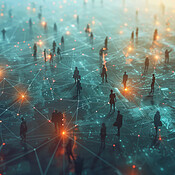 Internet Crowd Group, people and crowd connected to internet, big data and virtual ...