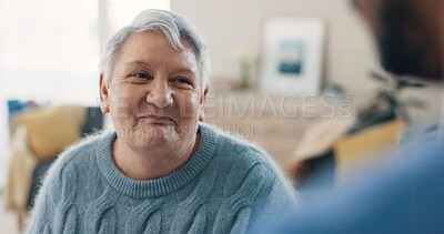 Counseling, old woman or caregiver holding hands for support or empathy for healthcare service. Cancer therapy, smile or sick elderly patient in consulting with a happy nurse in nursing consultation
