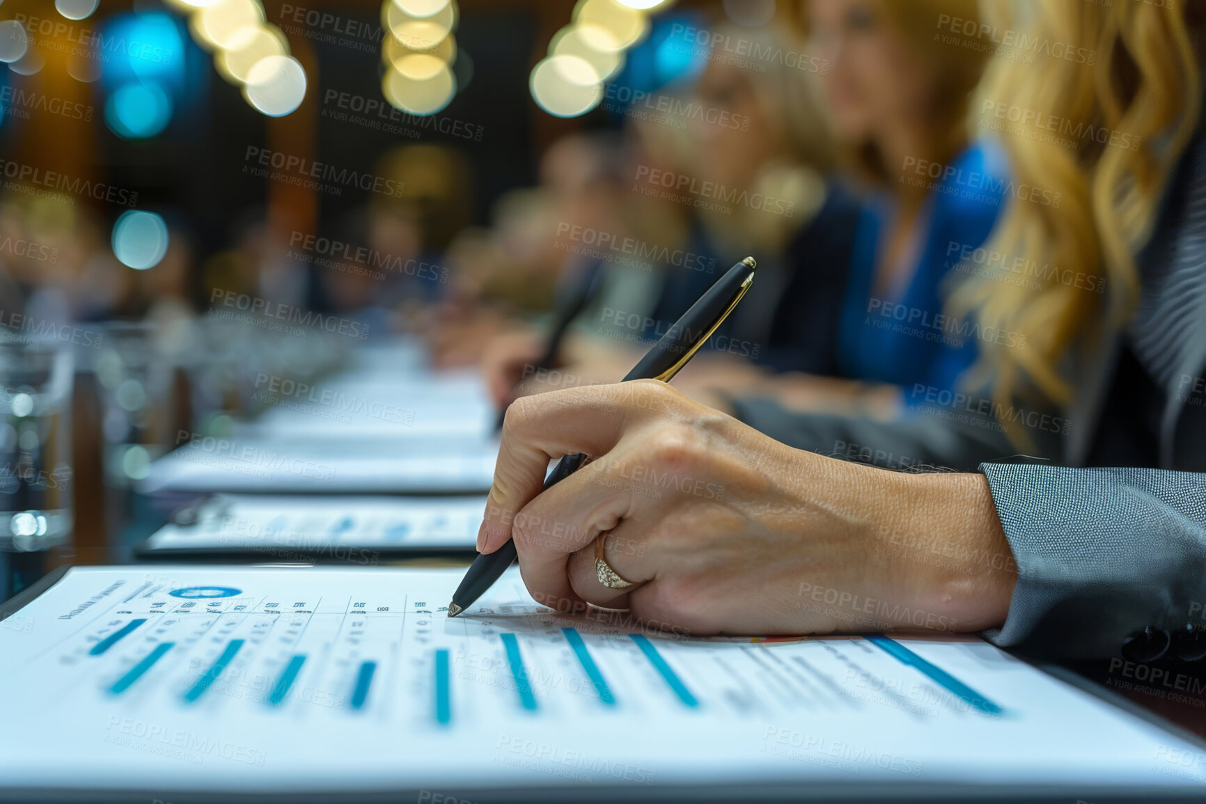 Buy stock photo Businesswoman, signing and contract or anonymous person sitting in office, boardroom or desk. Document, closeup and  background for business, agreements and negotiation in modern corporate scene