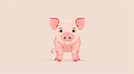 Pig, illustration and digital art of an animal isolated on a background for poster, post card or printing. Cute, creative and drawing of a cartoon character for wallpaper, canvas and decoration