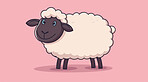 Sheep, illustration and digital art of an animal isolated on a background for poster, post card or printing. Cute, creative and drawing of a cartoon character for wallpaper, canvas and decoration