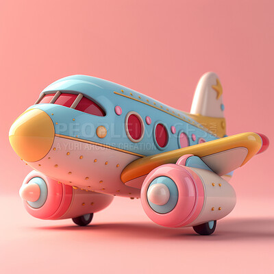 Cartoon, 3D and illustrations for travel, vacation or holiday on backdrop. Global map, plane and landscapes for tourism, concept or adventure. Luggage, transportation and playful pastel colours