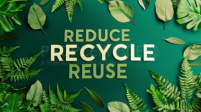 Recycle, eco friendly and nature poster design for environmental, awareness and sustainability concept. Green backdrop, mockup and symbol with copyspace for Earth Day, eco system or ecology logo