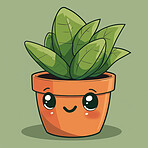 Pot plant, cute and artistic illustration. Incorporating adorable plant illustrations into décor, adding charm and sweetness. Elevate spaces with charming illustrations.