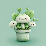 Pot plant, cute and artistic illustration. Incorporating adorable plant illustrations into décor, adding charm and sweetness. Elevate spaces with charming illustrations.