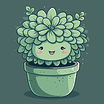 Pot plant, cute and artistic illustration. Incorporating adorable plant illustrations into décor, adding charm and sweetness. Elevate spaces with charming illustrations.