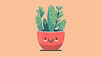 Pot plant, cute and artistic illustration. Incorporating adorable plant illustrations into décor, adding charm and sweetness. Elevate spaces with charming illustrations.