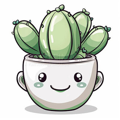 Pot plant, cute and artistic illustration. Incorporating adorable plant illustrations into décor, adding charm and sweetness. Elevate spaces with charming illustrations.
