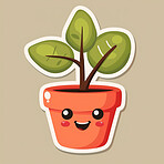 Pot plant, cute and artistic illustration. Incorporating adorable plant illustrations into décor, adding charm and sweetness. Elevate spaces with charming illustrations.