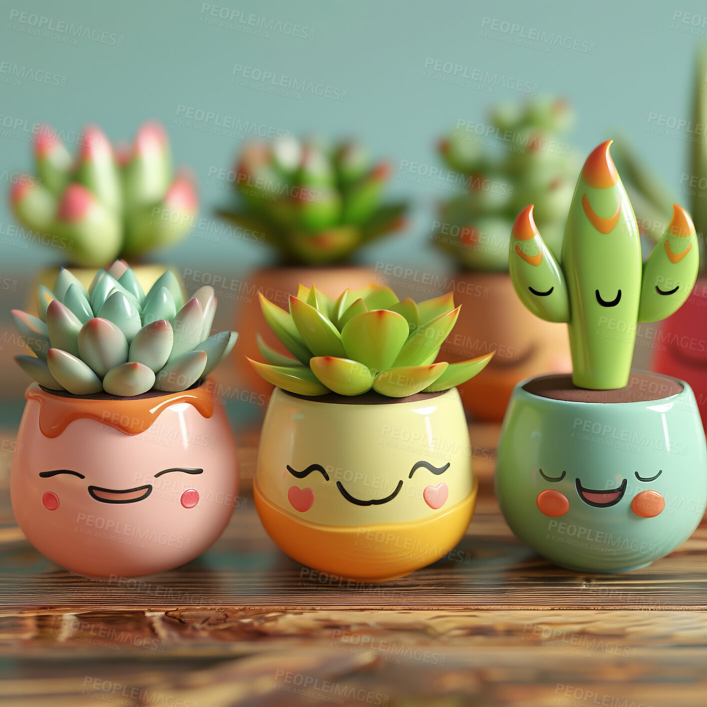 Buy stock photo Pot plant, cute and artistic illustration. Incorporating adorable plant illustrations into décor, adding charm and sweetness. Elevate spaces with charming illustrations.