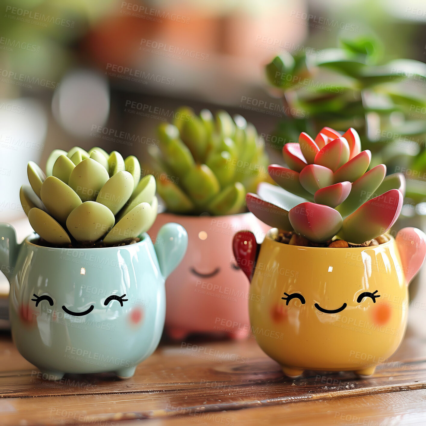 Buy stock photo Pot plant, cute and artistic illustration. Incorporating adorable plant illustrations into décor, adding charm and sweetness. Elevate spaces with charming illustrations.