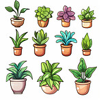 Pot plant, cute and artistic illustration. Incorporating adorable plant illustrations into décor, adding charm and sweetness. Elevate spaces with charming illustrations.