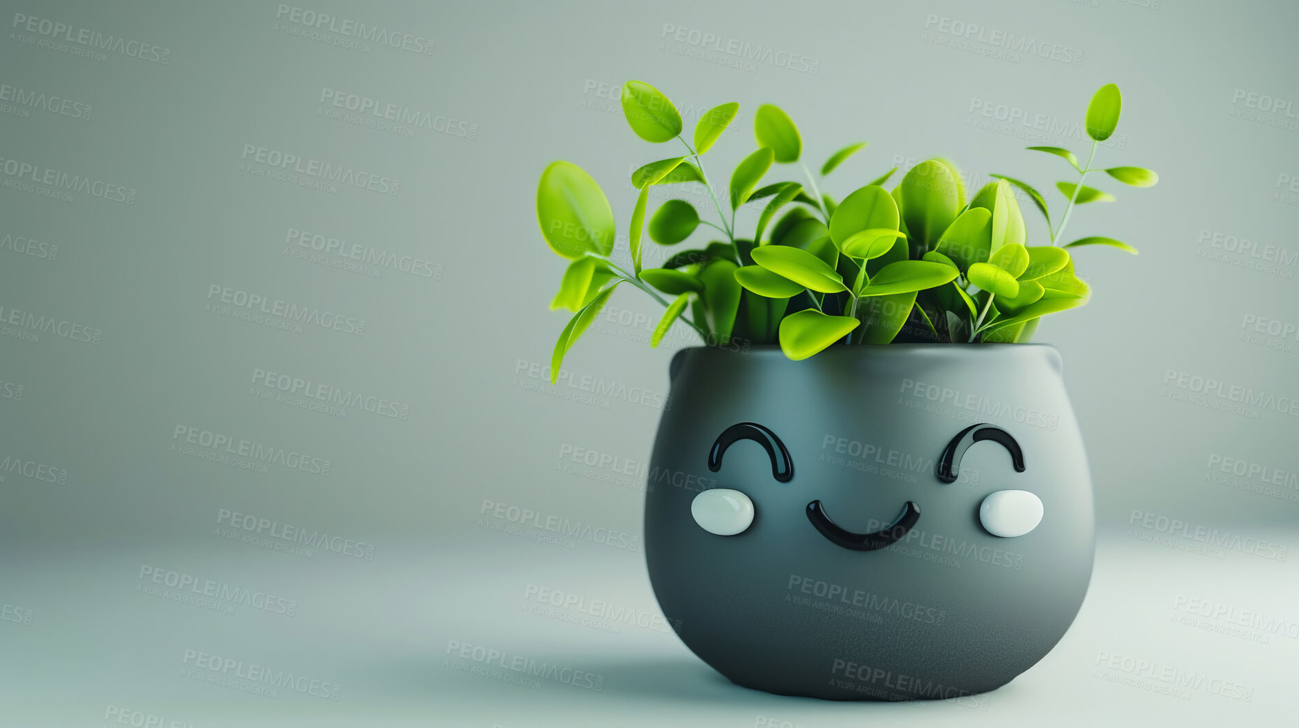 Buy stock photo Pot plant, cute and artistic illustration. Incorporating adorable plant illustrations into décor, adding charm and sweetness. Elevate spaces with charming illustrations.