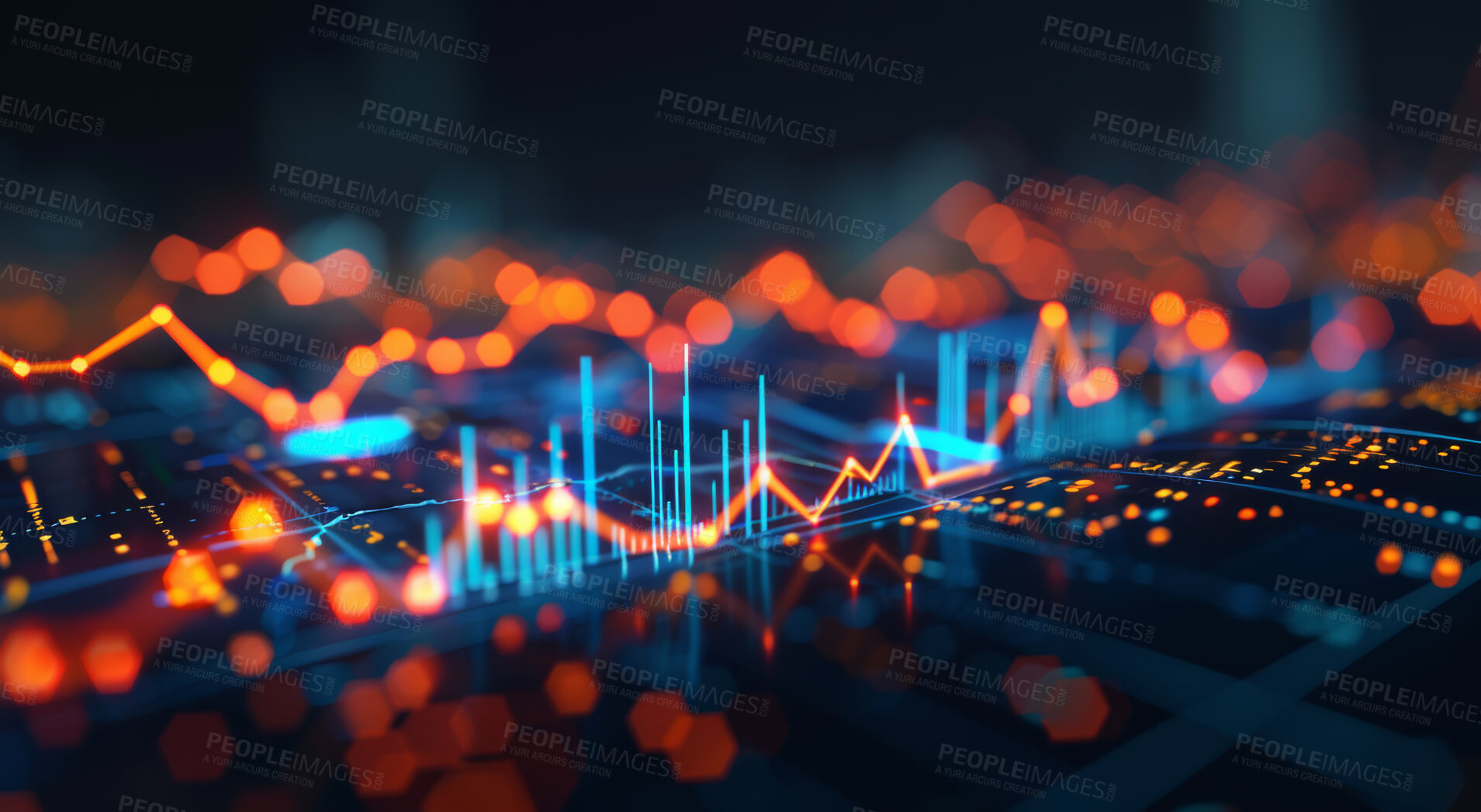 Buy stock photo Abstract, stock market and finance background design for business, economy and global inflation. Graphic, index or marketing strategy graphic wallpaper for banking, investment growth and forex trading.