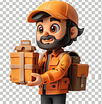 Cartoon, package and illustration for animation or delivery in 3d. Character or concept for mock up. Realistic, innovative rendering. Graphic, design and creative inspiration in cutting-edge visuals.