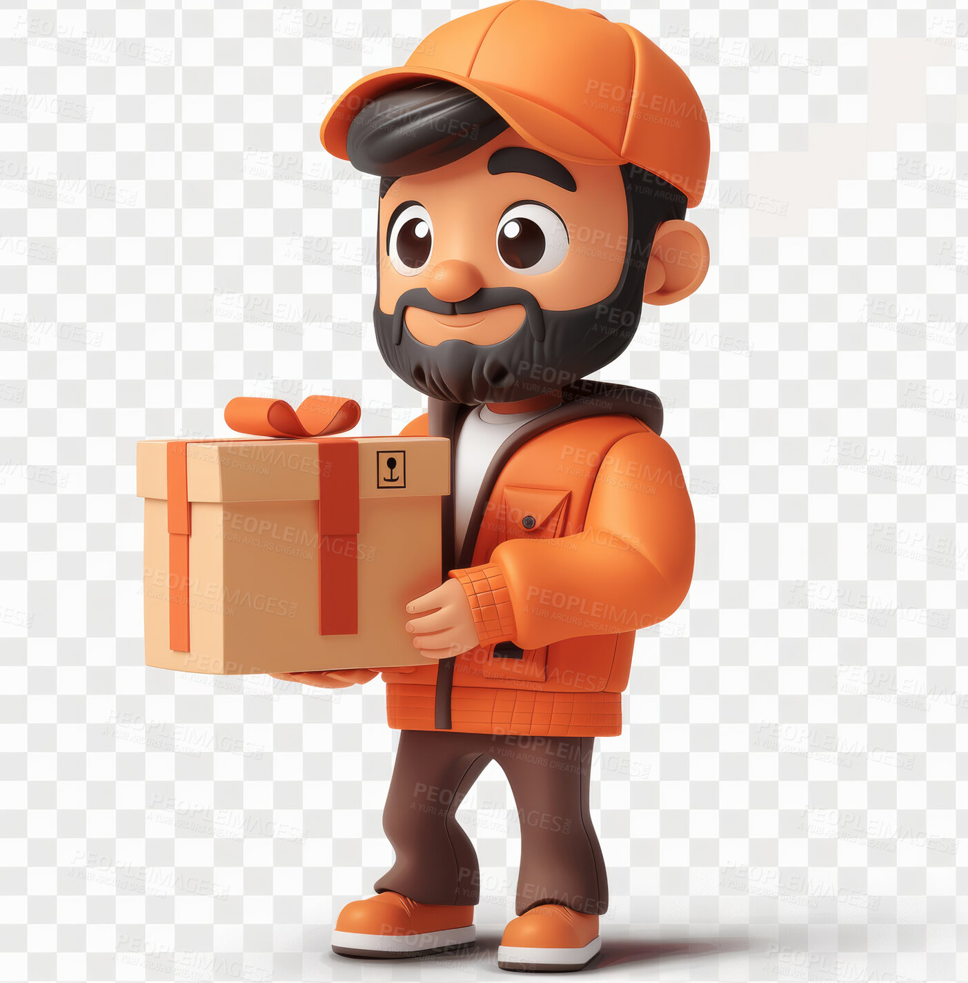 Buy stock photo Cartoon, package and illustration for animation or delivery in 3d. Character or concept for mock up. Realistic, innovative rendering. Graphic, design and creative inspiration in cutting-edge visuals.
