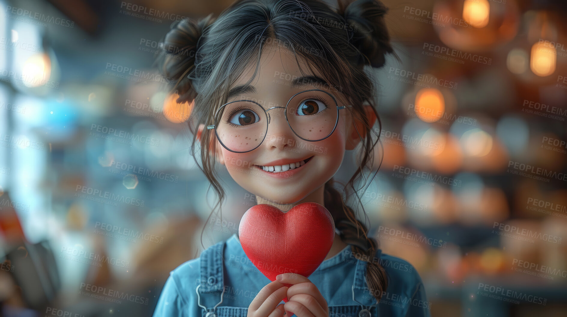 Buy stock photo Asian girl, 3D and illustration for animation, character or portrait concept for mock up. Realistic, innovative rendering. Graphic, design and creative inspiration in cutting-edge visuals.