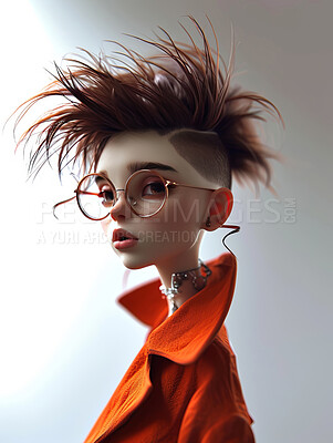 3d, animation and illustration for character on background. Quirky aesthetics, strange and studio concept for mock up. Modeling, rendering and creative design with inspiration in cutting-edge visuals.