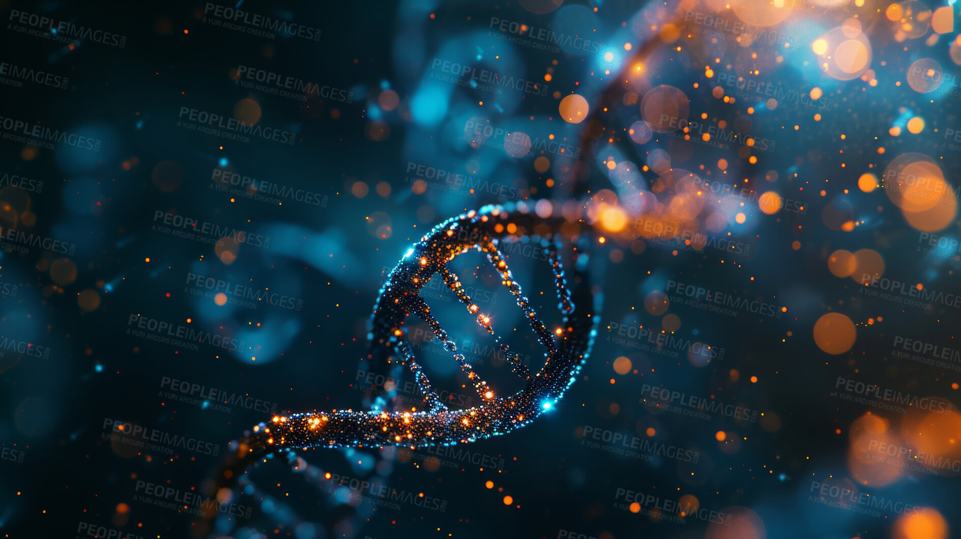 Buy stock photo Genetic, DNA and experimental research. Studying genetic traits and DNA sequences through experiments. Dive into genetics and DNA in experimental studies.