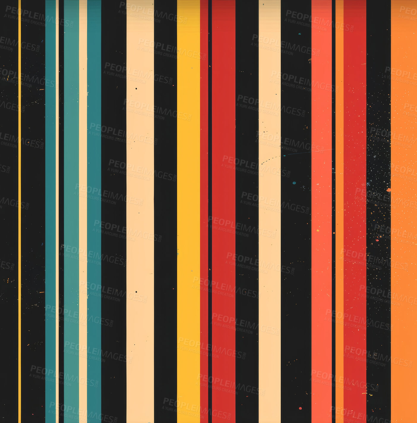 Buy stock photo Retro lines, graphic and illustration for vintage poster or design. Background, artwork and banner with colour and grunge effects. Wallpaper, mockup and backdrop for creativity and trendy pop culture.