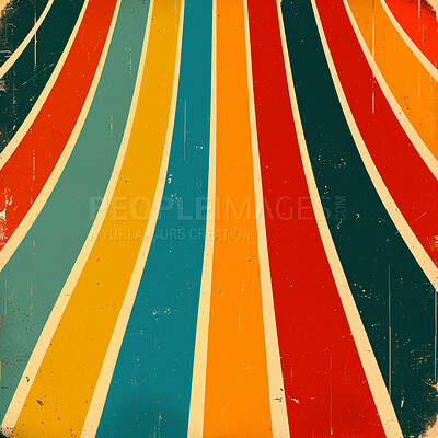 Retro lines, graphic and illustration for vintage poster or design. Background, artwork and banner with colour and grunge effects. Wallpaper, mockup and backdrop for creativity and trendy pop culture.