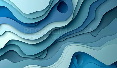 Abstract, paper and creative design in the style of curves for backdrop, wallpaper or graphic poster advertising with copyspace. Blue, layers and craft template for background, banner or mockup