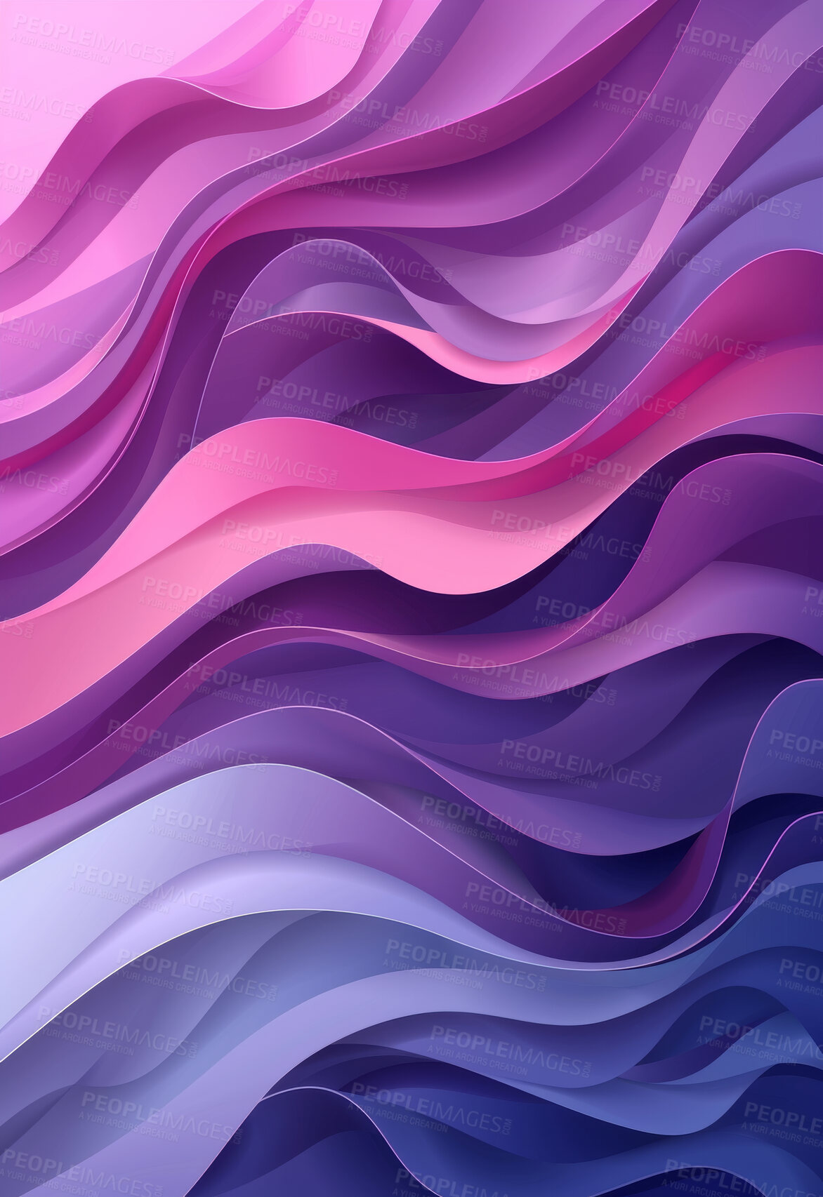 Buy stock photo Abstract, paper and creative design in the style of curves for backdrop, wallpaper or graphic poster advertising with copyspace. Purple, layers and craft template for background, banner or mockup