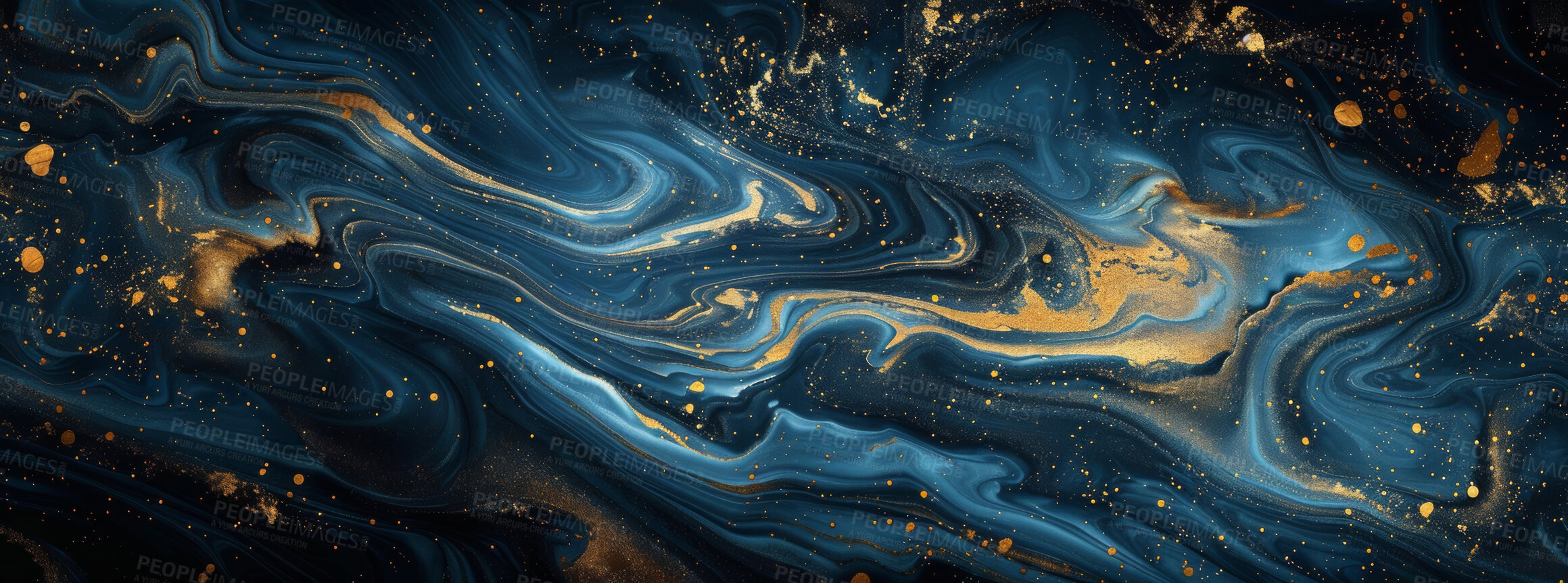 Buy stock photo Galaxy, art and creative paint with marble glitter as splash wallpaper with background waves, banner or fluid. Liquid, texture and ripple flow with cosmic pattern or abstract ink, swirl or design