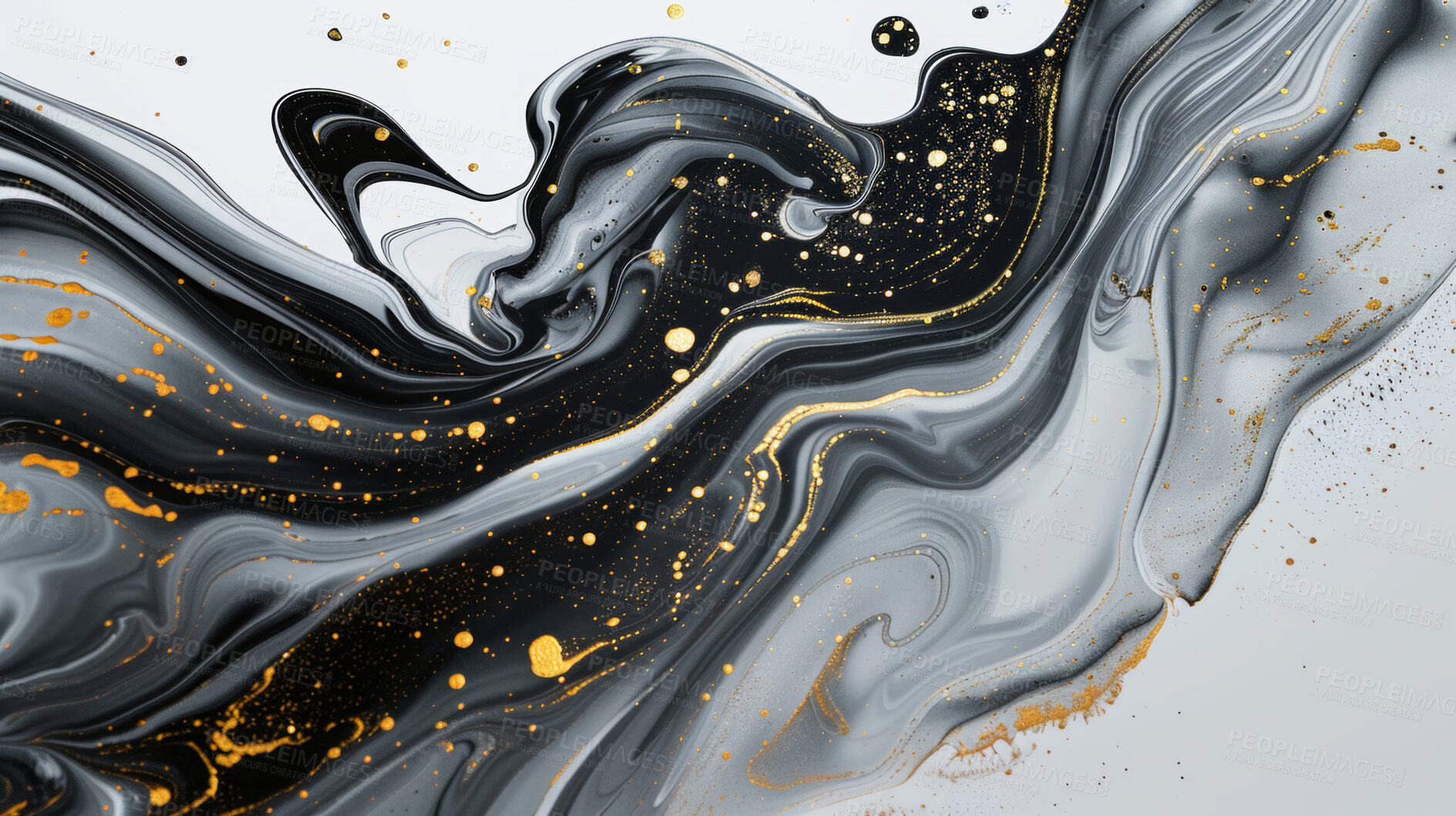 Buy stock photo Liquid, art and marble design for creative wallpaper or ripple texture as flow background, pattern or bubbles. Painting, fluid and acrylic swirl with galaxy splatter or splash, surface or abstract