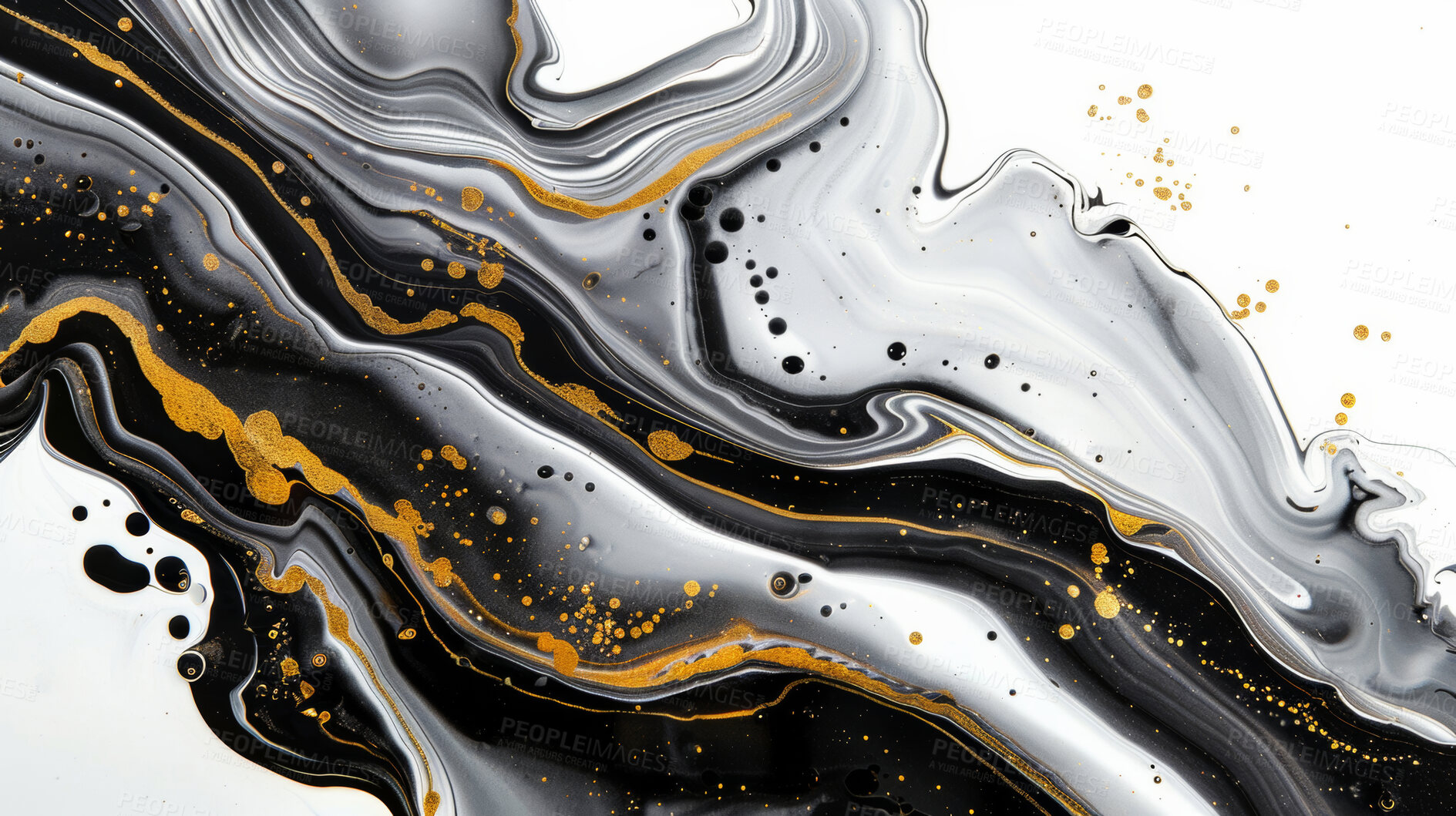 Buy stock photo Liquid, art and marble pattern for creative wallpaper or ripple texture as flow background, design or bubbles. Painting, fluid and acrylic ink swirl with galaxy splatter or splash, surface or glitter