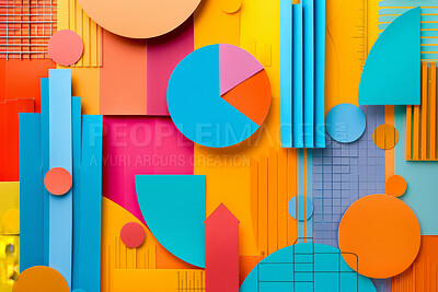 Graph, seo or marketing strategy graphic wallpaper for banking, investment growth and trading. Colourful, vibrant pop and creative graphic design poster for background, wallpaper and backdrop mockup