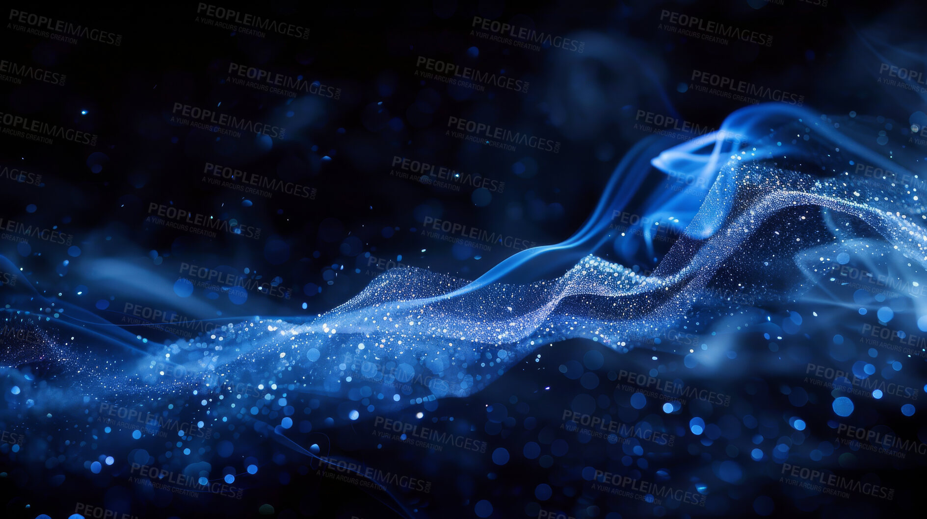 Buy stock photo Blue, cloud computing and sound wave for communication of data or information on screen for networking. Abstract, cyberspace and digital transfer with pattern on display for transformation interface