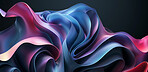 Abstract, wallpaper and design with 3d waves, art or illustration isolated on a black background. Pattern, flowing and texture with gradient of motion, curve and iridescent graphic on a backdrop