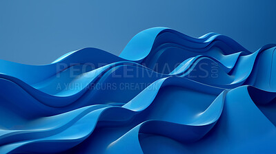 Blue, abstract waves and texture with 3D graphic of painting, design or ripple pattern for art, wallpaper or background. Curve light, wavy lines or smooth motion of flow, vaporwave or dynamic sheets