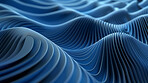 Blue, curves and 3D graphic with texture, waves or ripple effect for art, wallpaper or background. Light, wavy lines or smooth motion in flow, vaporwave or dynamic sheet with form, movement or rhythm