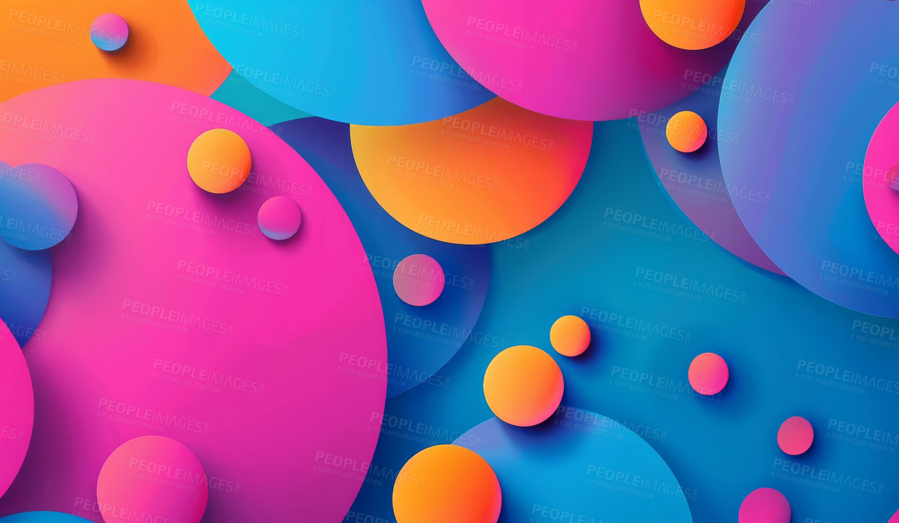 Buy stock photo Graphic, product placement and creative advertising with mockup space for marketing or promotion. 3d and vibrant abstract background with circles for display, brand presentation or demonstration