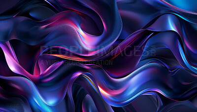 Abstract, wallpaper and design with purple waves, art or 3d illustration isolated on a background or backdrop. Pattern, flowing and texture with gradient of motion, curve and graphic of smooth liquid