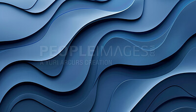 Buy stock photo 3D, render and artistic in wave for abstract, pattern and texture in design. Geometric, art and illustration for decor, background or wallpaper in display for futuristic, digital and technology