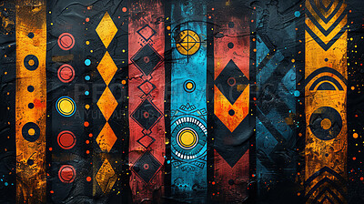 Buy stock photo Background, textile and art of shape, tribal and ancient in culture, design and illustration of lines. Texture, creative and style of decoration, graphic and African of vintage, abstract and frame