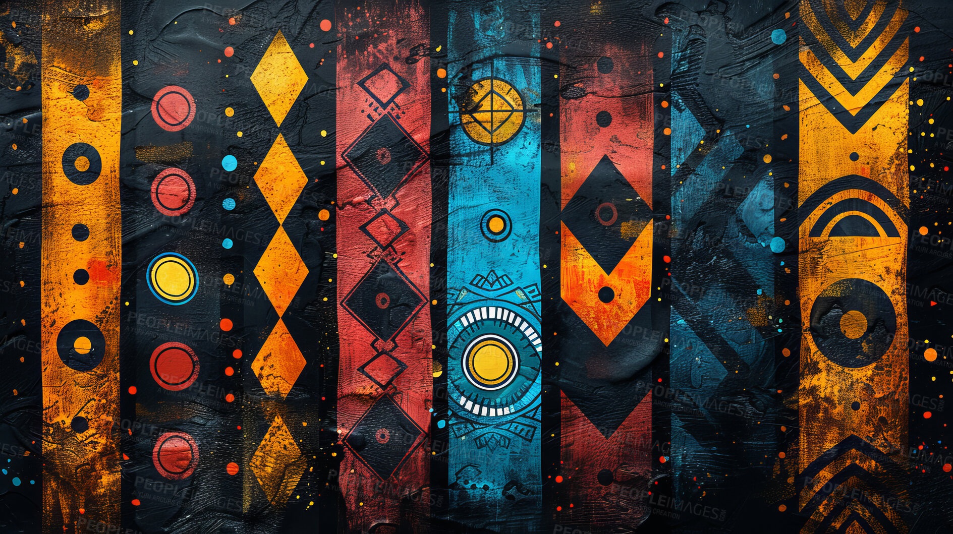 Buy stock photo Background, textile and art of shape, tribal and ancient in culture, design and illustration of lines. Texture, creative and style of decoration, graphic and African of vintage, abstract and frame